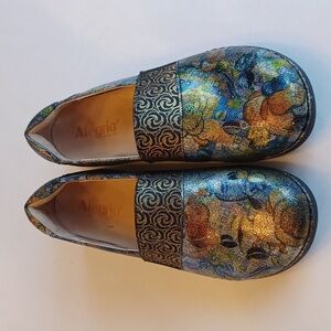 Alegria Glee Gypsy Rose Leather Metallic Shoes SZ 40 Comfort Work Nurse